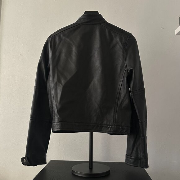 Theory Black Leather Moto Jacket – Size M - Picture 4 of 5